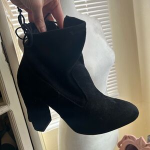 Faux suede black booties